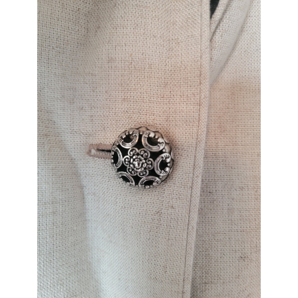 White on White Original Vintage Blazer Rayon Linen Colorblock Embroidered USA - Picture 3 of 8